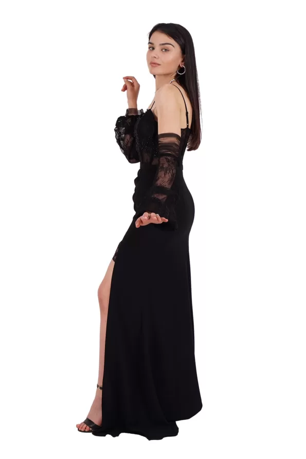 siyah-straplez-yirtmacli-abiye-elbise-7056